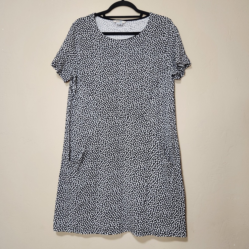 Boden Shift Dress With Pockets White and Black Floral Size 12